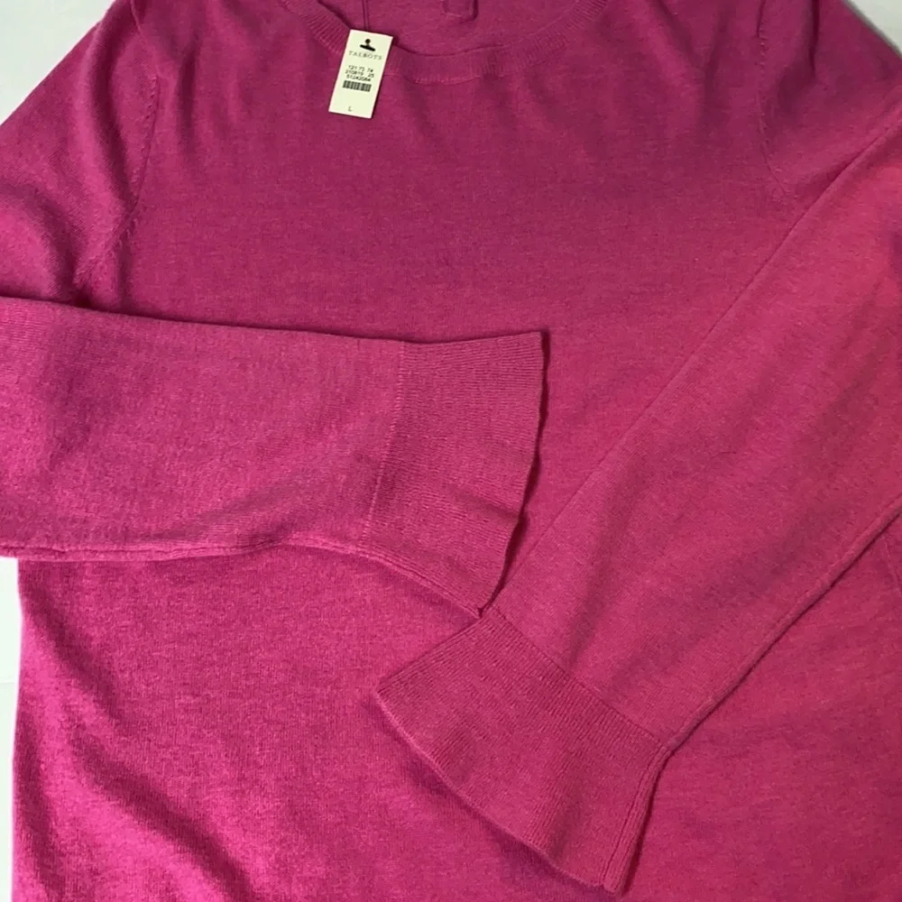 Talbots Lambswool Blend Flutter Cuff Pink Sweater
